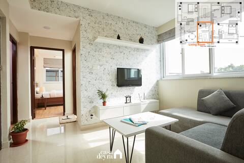 Peaceful pad @Jhamel 3BHK apartment by Casa Deyra