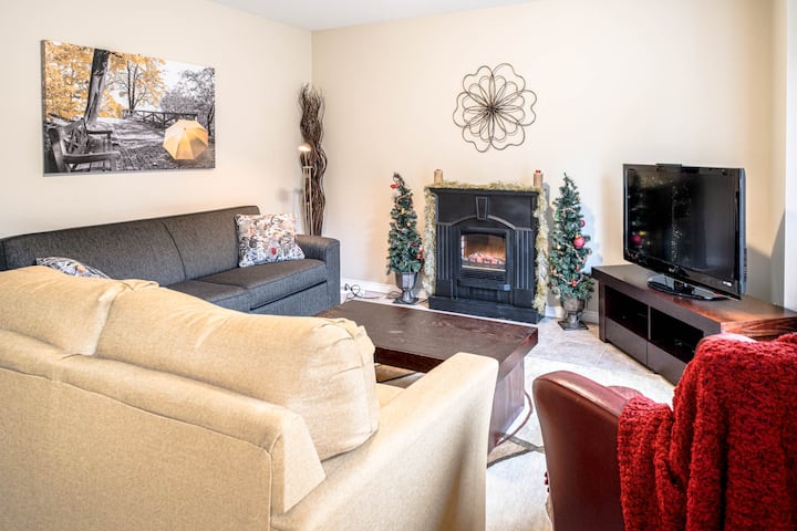 غرفة المعيشة. 
تلفزيون الكابل، وي، مشغل راي الأزرق. مدفأة كهربائية.