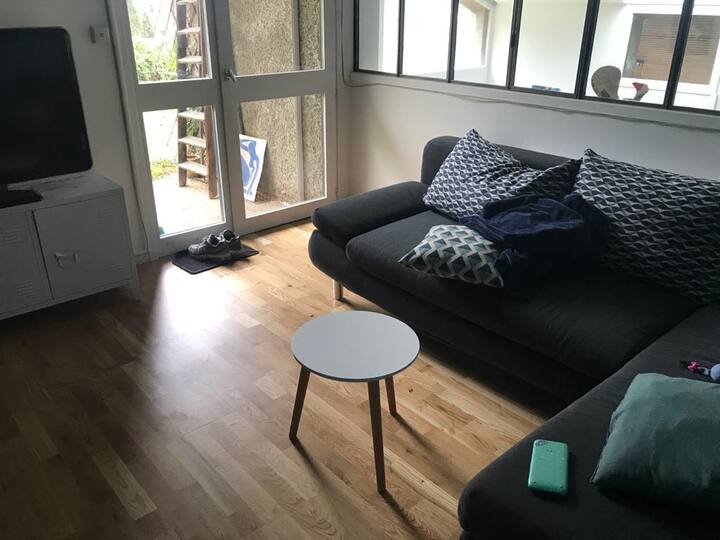 ანტრესოლი, ტელევიზორის სივრცე დიდი, ორმაგი საწოლის ფუნქციის მქონე დივნით; დახურული ანტრესოლი შუშის ჭერით, საიდანაც მისაღები ოთახი იშლება.