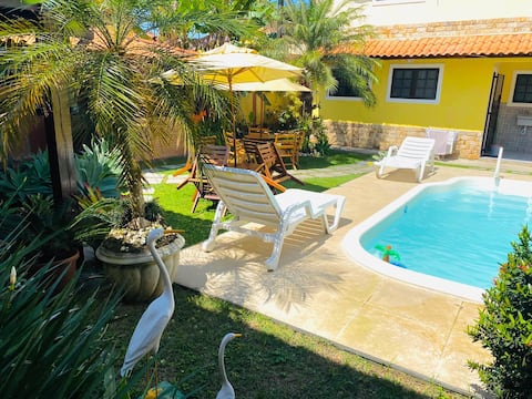 House with pool and barbecue area near the lagoon