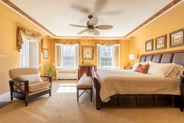 Bedroom 1 - King bed with dressing room, full bath, gas fireplace, portable crib available 