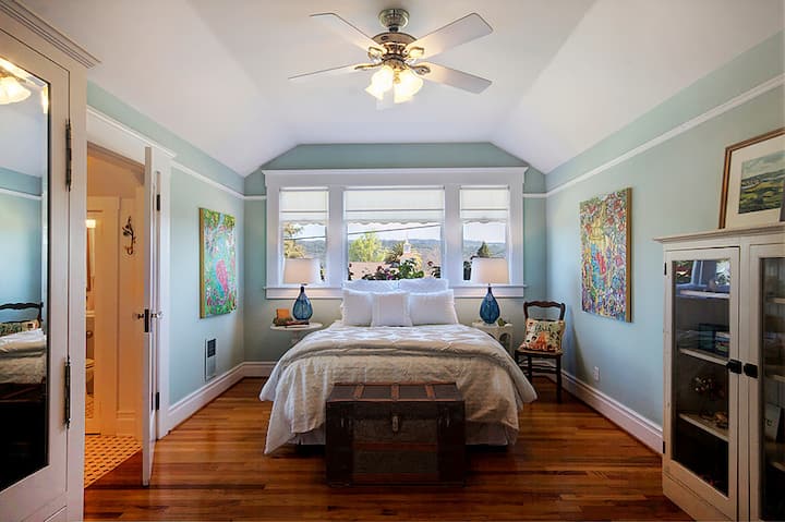 Bedroom #1 - views of downtown St. Helena and mountains