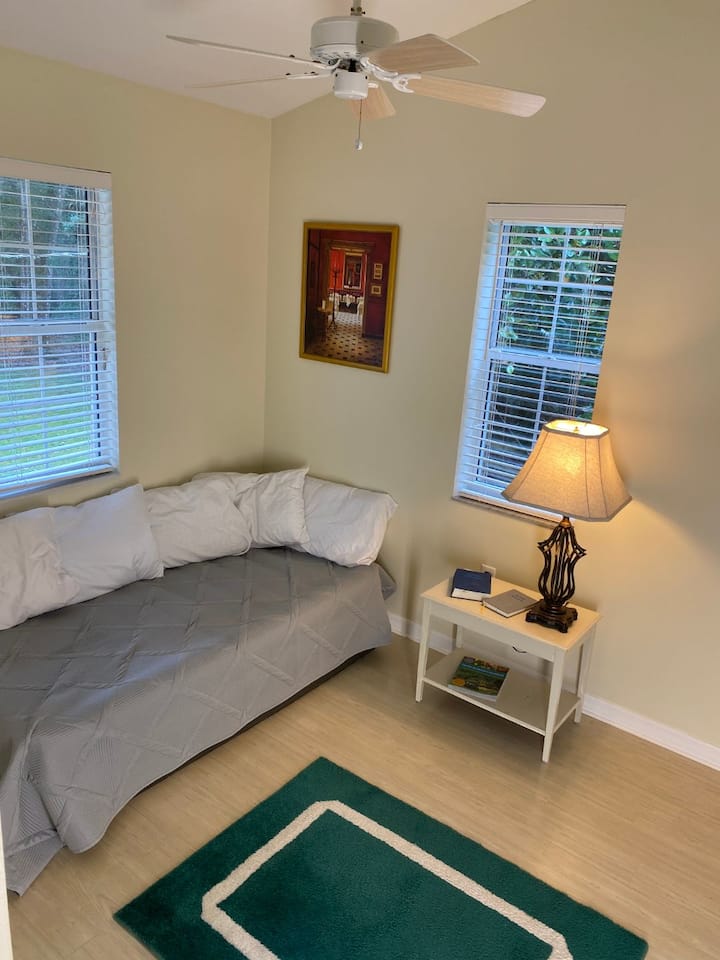 Third bedroom.  It has two twin beds - It is a trundle set up.  There is a twin bed on top and a twin bed that rolls out from underneath. It is a smaller bedroom, that can also be used as an office. 