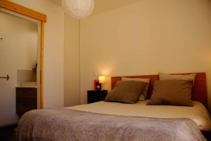 chambre 1 avec salle d'eau (lavabo et douche)