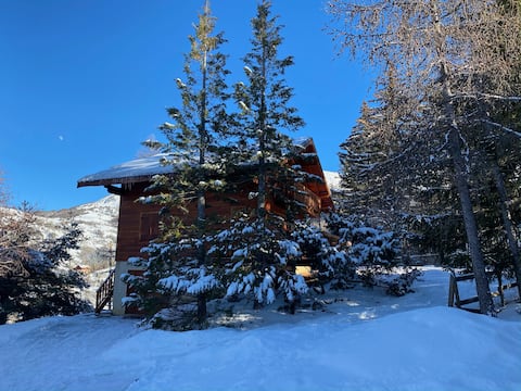 Chalet in Le Sauze on the slopes – garden & fireplace