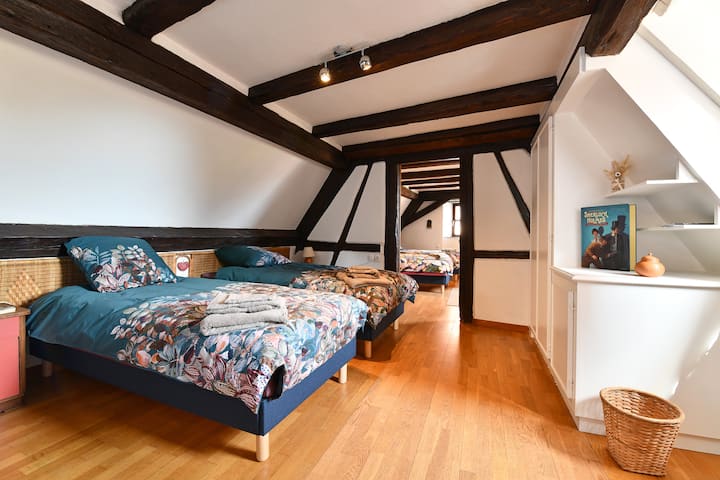 ¡son dos habitaciones en fila, ideal para una pareja con hijos o reservada para niños!
también es ideal para amigos que vienen a descubrir la zona optimizando el presupuesto manteniendo su privacidad, una puerta separa las dos habitaciones.