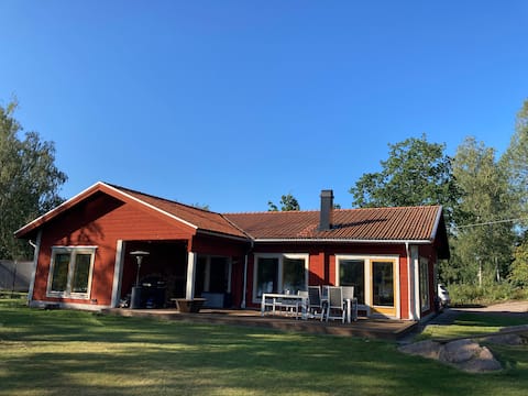 Timber house next to beautiful lake
