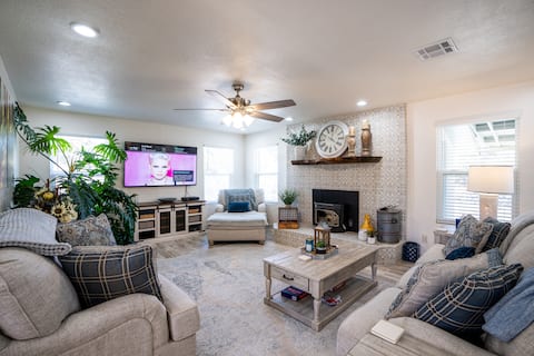 Gorgeous home peacefully surrounded by pines.