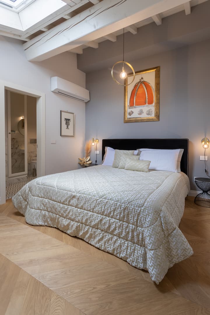 Special bedroom lit from the ceiling window