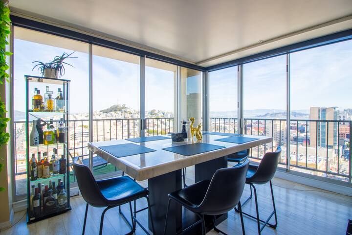 Panoramic skyline views w/parking in City Center