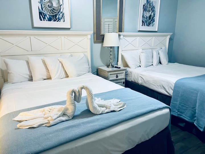 BR 2 s dvoma manželskými posteľami a spojovacou kúpeľňou