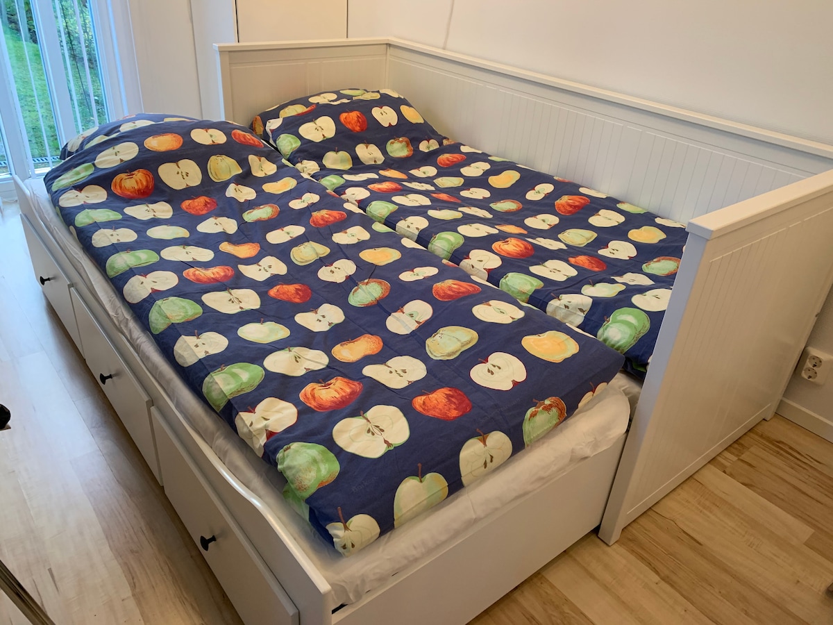 El sofá cama se convierte en 2, 80 x 200 camas.