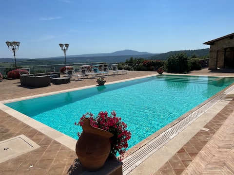 Luxury villa and panoramic pool view