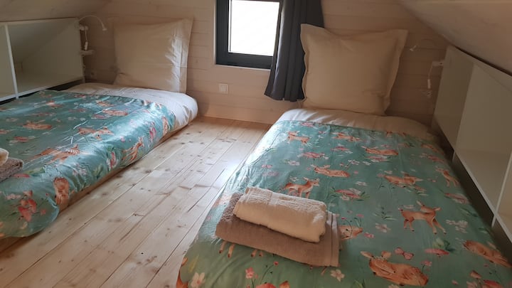 Camas de mares en el alzuelo. La ventana solo se abre parcialmente por seguridad.