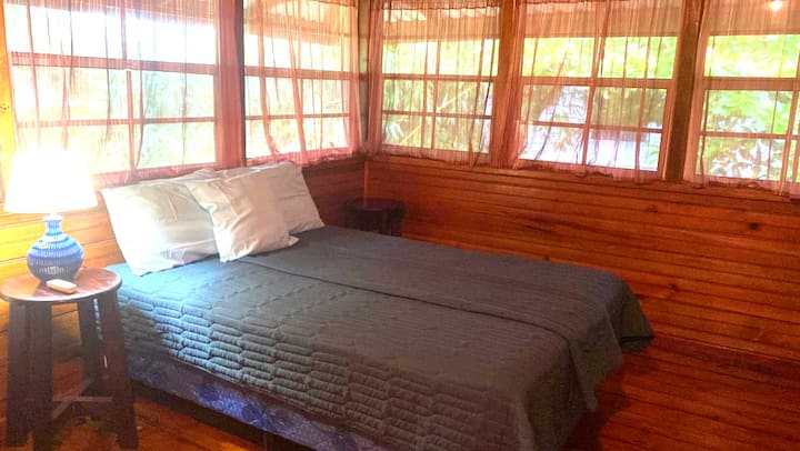 עם פתיחת חלונות משני הצדדים, חדר השינה הזה חוזר למרפסת שינה דרומית ~ 