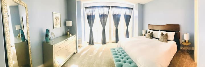 Spacious master with french doors