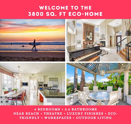 Luxe Family House| 116″ Theater| Yard | Nr Beaches