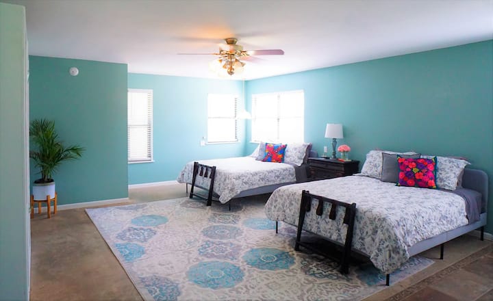 Double Queen Room with private bath and walk-in closet. 