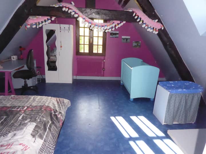 habitación de 2 con cuna y escritorio