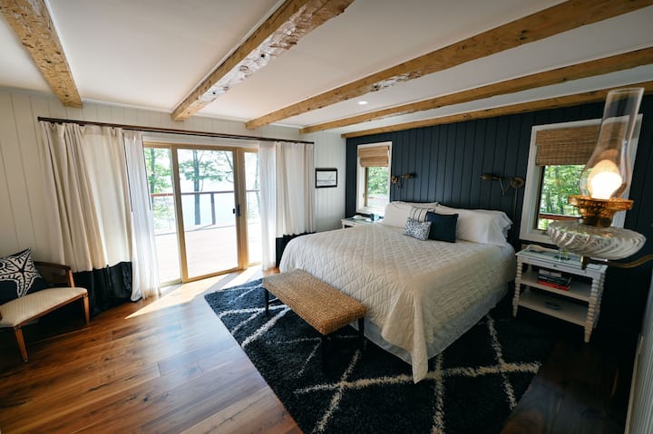 Primary bedroom with Lake Superior views on the first floor 
