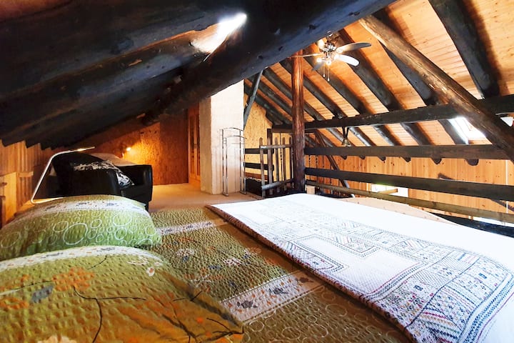 the double bed in the loft