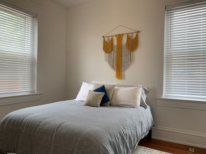 BR #2 features a queen size bed, two windows that allow ample light, a large closet, a chest of drawers and a ceiling fan with light.