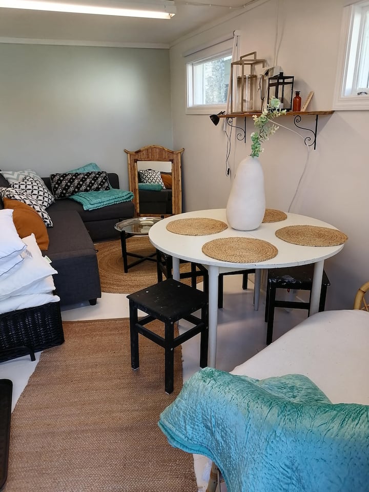 Toisessa huoneessa on vuodesohva kahdelle。
第二间客房有一张可调节的双人沙发。