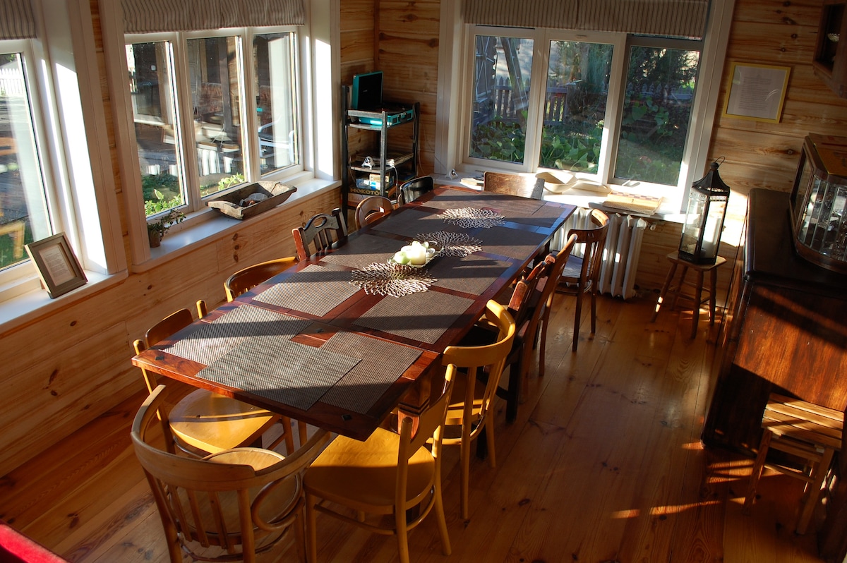 Living room with table for 12 