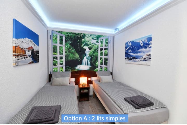 חדר שינה (פינת הרים) עם שתי מיטות יחיד (אפשרות א')