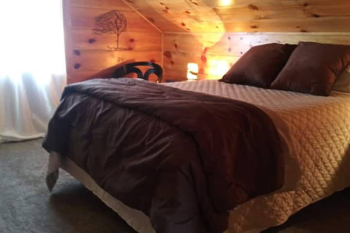 Beaucoup d'espace dans votre lit queen à l'étage.