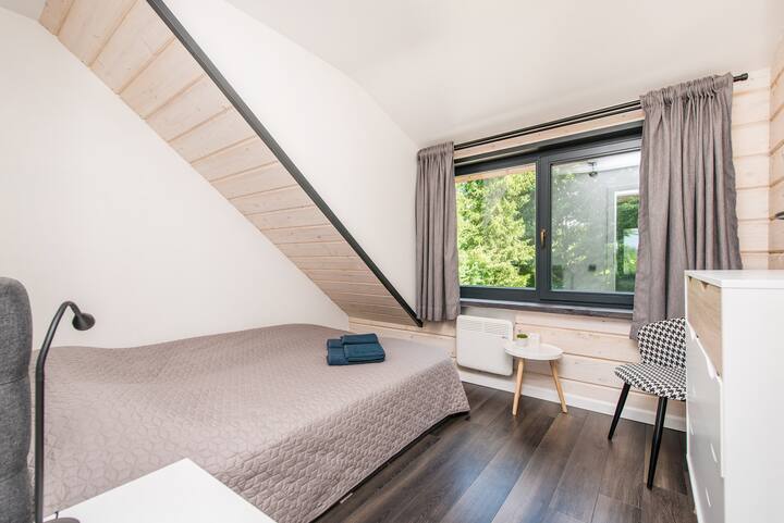 Bedroom with pond view