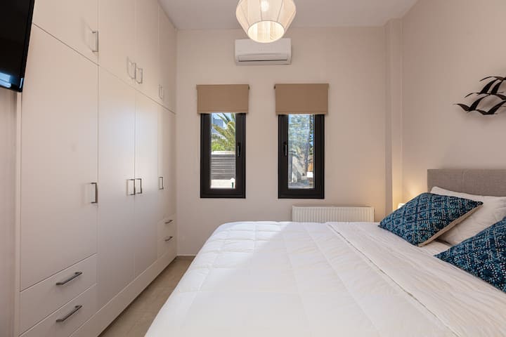 Cool off in this air-conditioned bedroom, complete with a King bed and 32” TV.