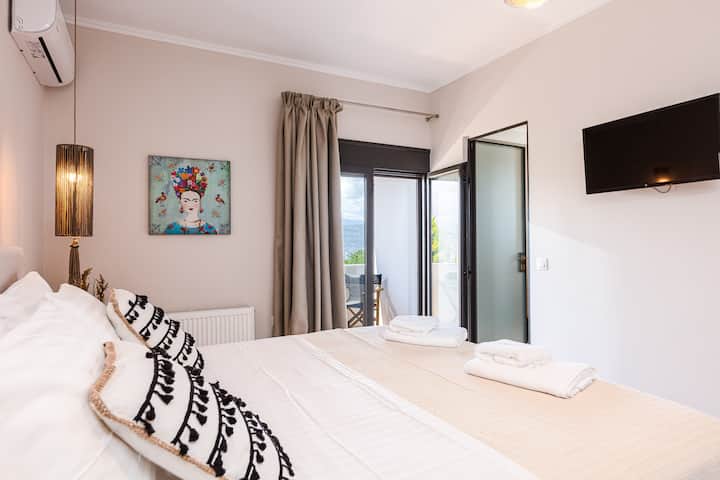 Spacious master bedroom featuring a king-size bed and walk-in closet.