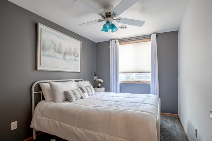 Lower level smaller bedroom has a QUEEN bed with an amazing mattress as well.  