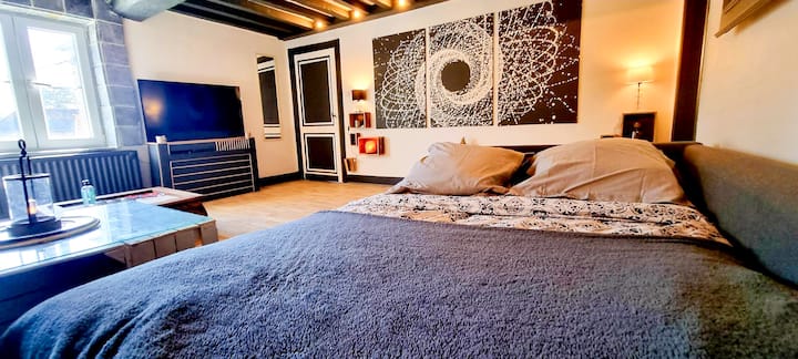 Ოთახი N2 მოდულური მთავარ აპარტამენტში, ასე რომ, ან 1 დიდი ორადგილიანი საწოლი ცალკე მისაღები ოთახით და სააბაზანოთი, ან დიდი ოთახი 2 ორადგილიანი საწოლით 4 ადამიანისთვის, რომელსაც მიმაგრებული აქვს სააბაზანო.