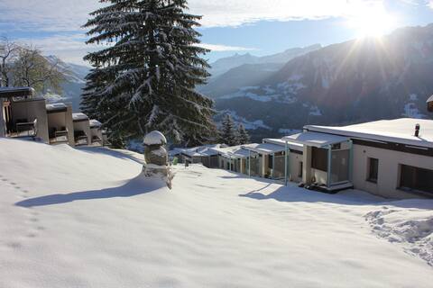 On the ski slops  Small chalet in the Alps week