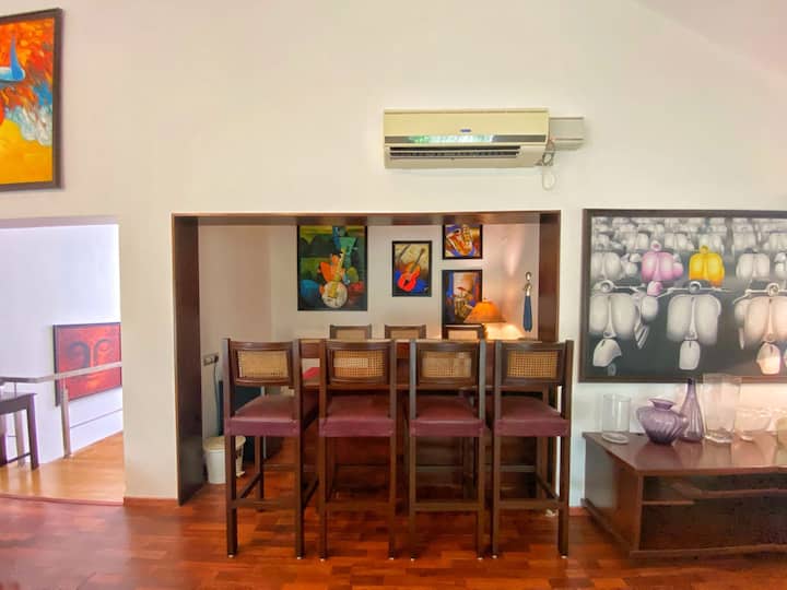 Close-up of the private bar.