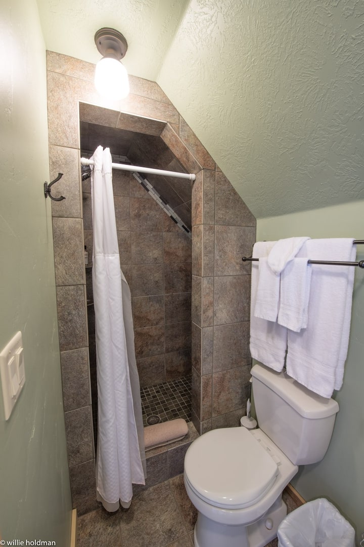 Upstairs bathroom with shower.