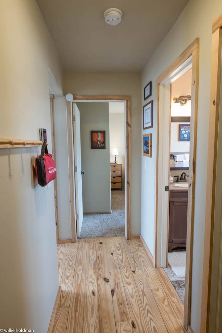 Hallway from furnace room.