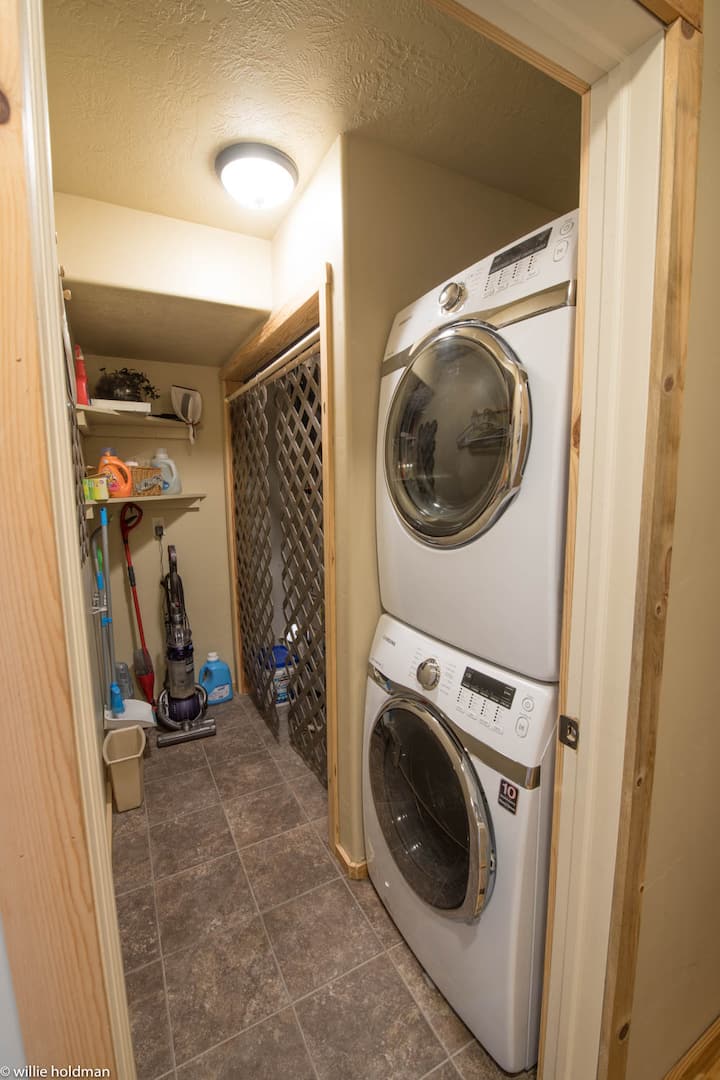 Washer and Dryer, furnace room.