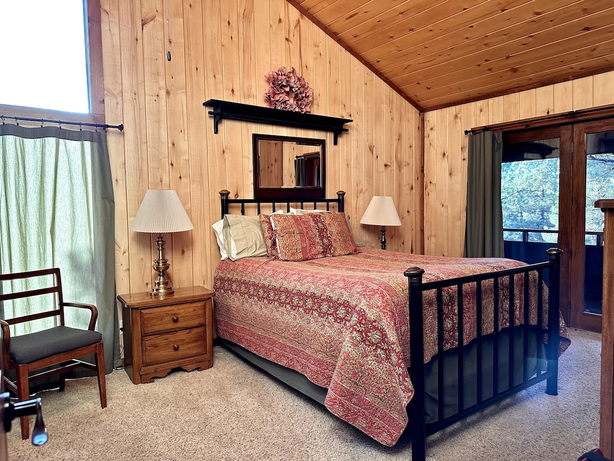 Bedroom 3 - queen bed upstairs with deck off room