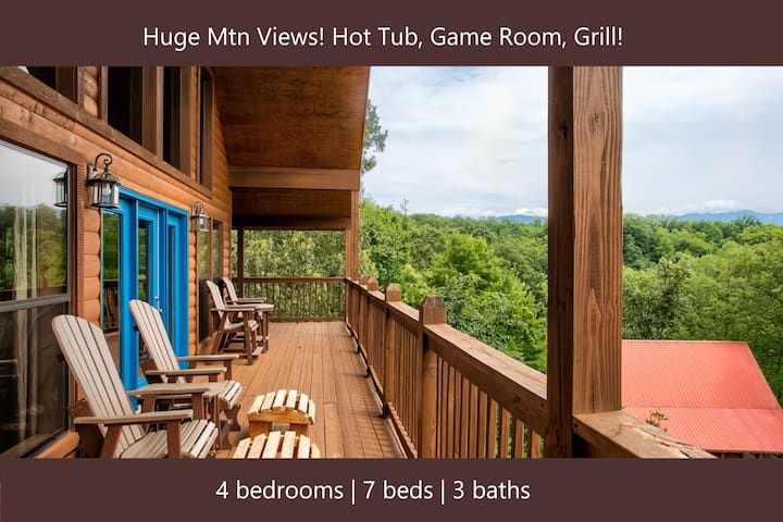 Huge Mtn Views! Hot Tub, Game Room, Grill! - Gatlinburg, TN
