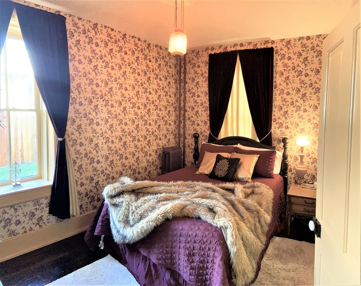 Queen sized medium firmness mattress. oil lamp converted to electricity.