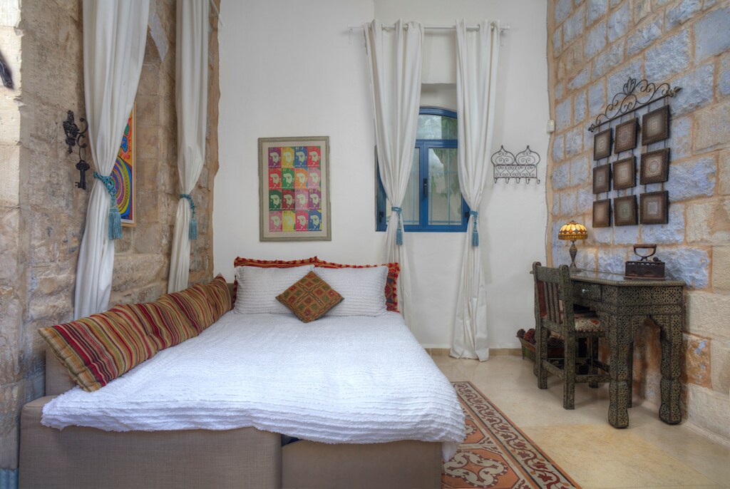 The library sofa can be converted to a bed to create an additional bedroom.