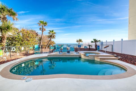 Oceanfront luxury beach house with pool, fire pit