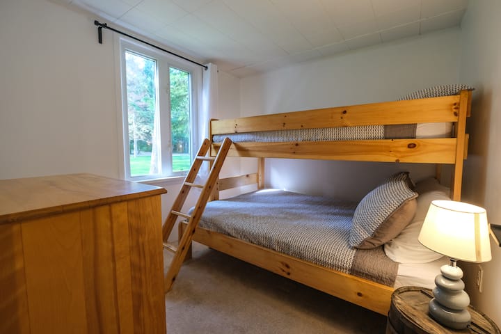 The Bunk Room features a double on the bottom and a twin on the top - both very comfortable mattresses for kids and adults.
