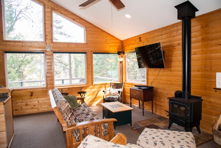 Enjoy the cozy wood-burning stove in the winter!
