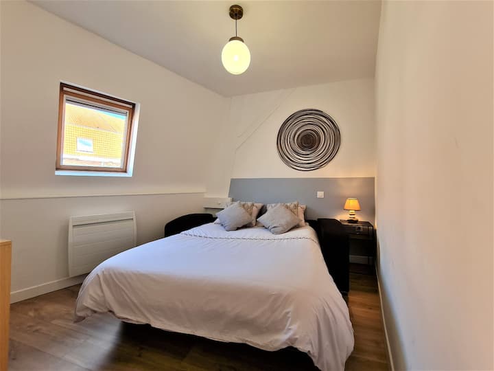 Dormitorio 3 con un sofá cama rápido con un colchón de 140 x 190 cm