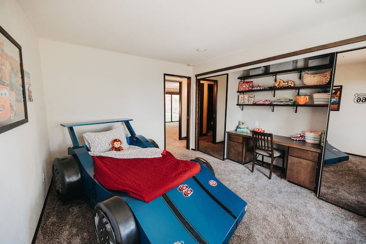 The Car bed is original and perfect for your toddler or little one and many toys for the little ones to play with during your stay.