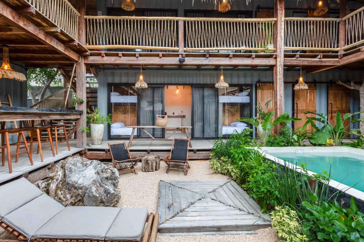 tulum airbnbs: rustic hostel decor